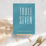 Simple Retro Custom Names Wedding Teal Blue Table Number<br><div class="desc">Simple Retro Custom Names Wedding Teal Blue Table Number</div>
