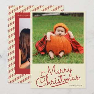 Simple Retro Custom Photo Christmas Holiday Card