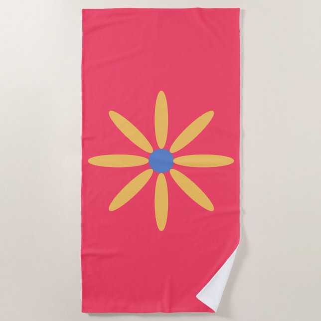 Simple Retro Flower Beach Towel (Front)