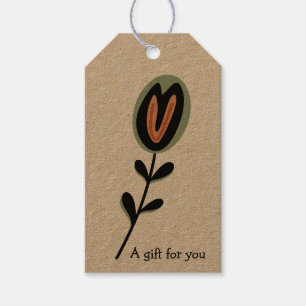 Simple Retro Folk Art Flower Custom Gift Tags