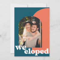 Simple Retro Geometric Photo Teal We Eloped Party