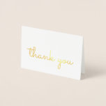 Simple Retro Gold Handwriting Thank You Foil Card<br><div class="desc">A simple,  retro-inspired modern design featuring the words "thank you" in handwriting font in real gold foil. A versatile design you can use for any occasion when you want to thank someone special! Ideal for weddings. Also available in real silver foil.</div>