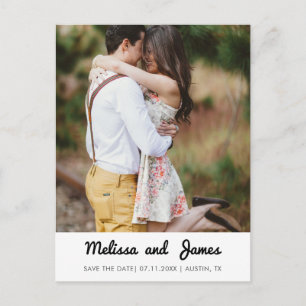 Simple Retro Handwritten Font Photo Save The Date Announcement Postcard