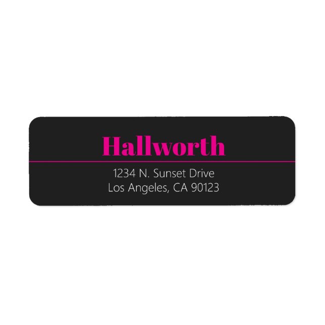 Simple Retro-Modern Pink & Off Black Address  (Front)