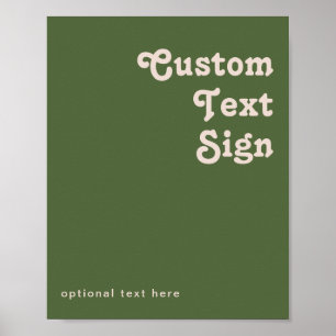 Simple Retro   Olive Green Cards and Gifts Custom  Poster