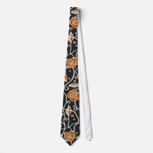Simple Retro Pattern- Black & Orange Tie