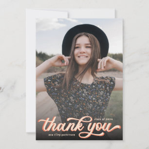 Simple Retro Photo Graduation Thank You Card