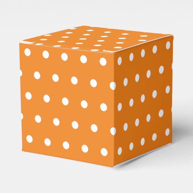 Simple Retro Polka Dot Orange and White Favour Box (Front Side)