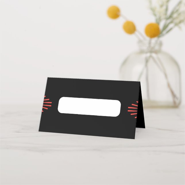 Simple Retro Style Black and red pink Table Place Card (Front)