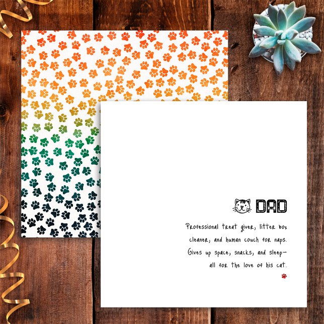 Simple Retro Sunset Cat Paws Funny Cat Dad Card (Creator Uploaded)