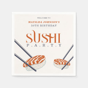  Simple Retro Sushi Party 50th Birthday Napkin