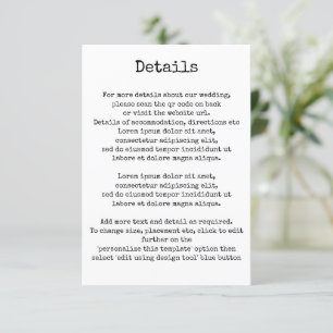 Simple Retro Typewriter Typography Details QR Code Enclosure Card