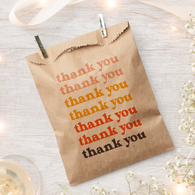 Simple Retro Typography Thank You Peach and Yellow Favour Bags (Clipped)