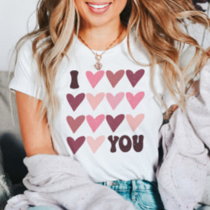 Simple Retro Valentine's Day Hearts Pink Modern T-Shirt