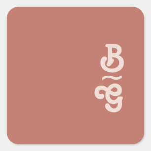 Simple Retro Vibe Old Rose Monogram Envelope Seals