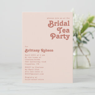 Simple Retro Vibes   Blush Pink Bridal Tea Party Invitation