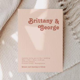 Simple Retro Vibes Blush Pink Casual Wedding Invitation