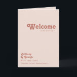 Simple Retro Vibes | Blush Pink Folded Wedding Programme<br><div class="desc">This simple retro vibes | blush pink folded wedding program is perfect for your classic funky vintage earth tones wedding. The design features a minimalist hippie rustic boho font. The neutral southwest desert colour palette and earthy bohemian mid-century lettering combine for a perfect, minimal modern western destination design. Feel free...</div>