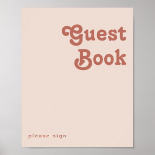 Simple Retro Vibes Blush Pink Guest Book Sign