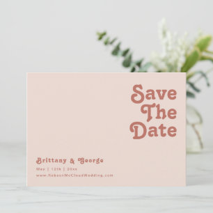 Simple Retro Vibes   Blush Pink Horizontal Save The Date
