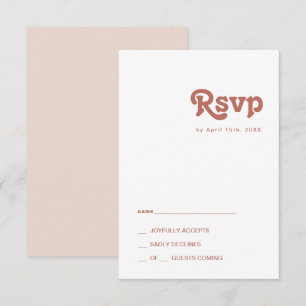 Simple Retro Vibes Blush Pink RSVP Card