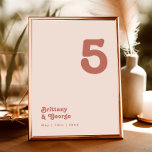 Simple Retro Vibes | Blush Pink Table Number<br><div class="desc">This simple retro vibes | blush pink table number is perfect for your classic funky vintage earth tones wedding. The design features a minimalist hippie rustic boho font. The neutral southwest desert colour palette and earthy bohemian mid-century lettering combine for a perfect, minimal modern western destination design. Feel free to...</div>