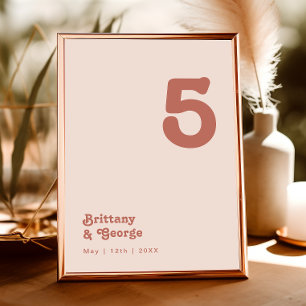 Simple Retro Vibes Blush Pink Table Number