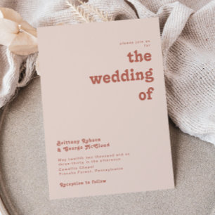 Simple Retro Vibes Blush Pink The Wedding Of Invitation