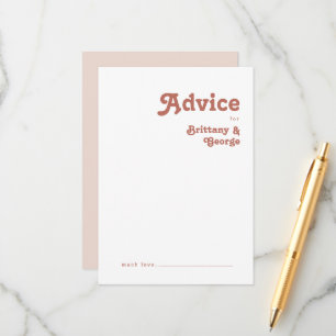 Simple Retro Vibes   Blush Pink Wedding Advice Card
