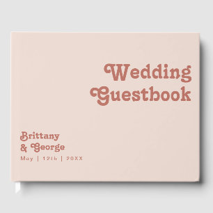 Simple Retro Vibes Blush Pink Wedding Guestbook