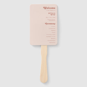 Simple Retro Vibes Blush Pink Wedding Program Hand Fan