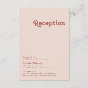 Simple Retro Vibes Blush Pink Wedding Reception Enclosure Card