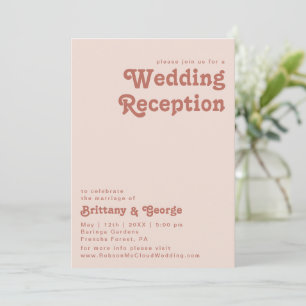 Simple Retro Vibes   Blush Pink Wedding Reception Invitation