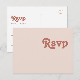 Simple Retro Vibes   Blush Pink Wedding RSVP Postcard