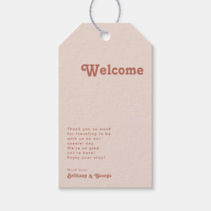 Simple Retro Vibes Blush Pink Wedding Welcome Gift Tags