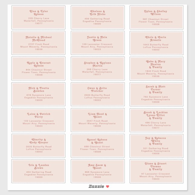 Simple Retro Vibes | Blush Wedding Guest Address (Sheet)