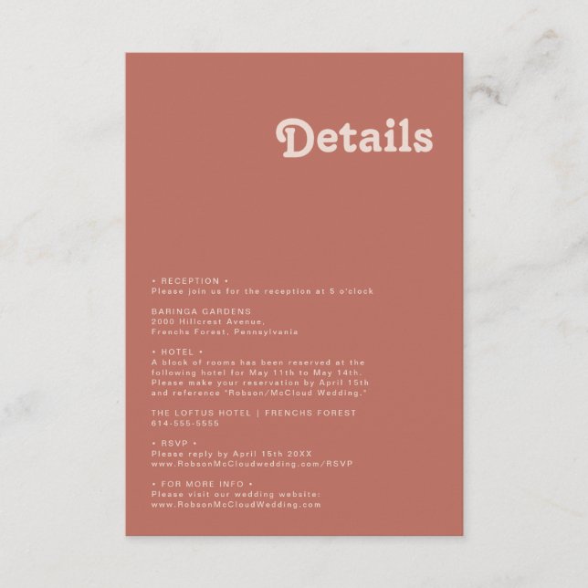 Simple Retro Vibes | Old Rose Details Enclosure Card (Front)