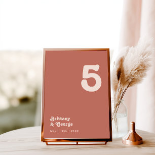 Simple Retro Vibes Old Rose Table Number