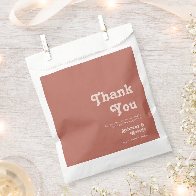 Simple Retro Vibes | Old Rose Thank You Favour Bag (Clipped)