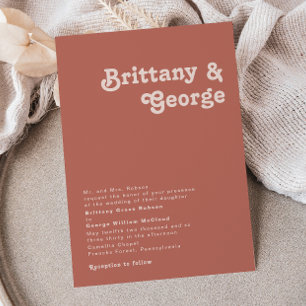 Simple Retro Vibes Old Rose Traditional Wedding Invitation