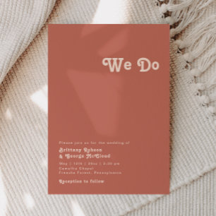 Simple Retro Vibes   Old Rose We Do Wedding Invitation
