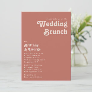 Simple Retro Vibes   Old Rose Wedding Brunch Invitation