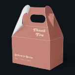 Simple Retro Vibes | Old Rose Wedding Favour Box<br><div class="desc">This simple retro vibes | old rose wedding favour box is perfect for your classic funky vintage earth tones wedding. The design features a minimalist hippie rustic boho font. The neutral southwest desert colour palette and earthy bohemian mid-century lettering combine for a perfect, minimal modern western destination design. Feel free...</div>