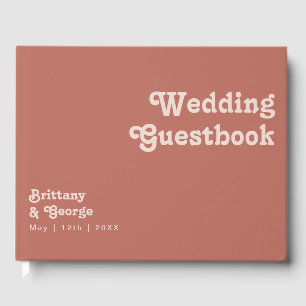 Simple Retro Vibes Old Rose Wedding Guestbook