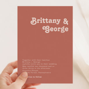 Simple Retro Vibes Old Rose Wedding Invitation