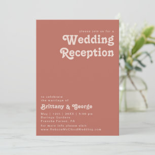 Simple Retro Vibes   Old Rose Wedding Reception Invitation