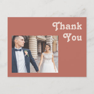 Simple Retro Vibes Old Rose Wedding Thank You Po Postcard