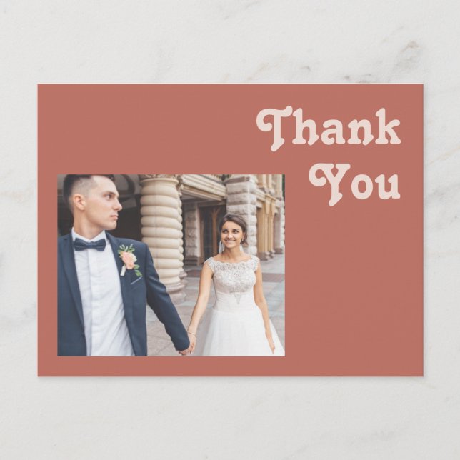 Simple Retro Vibes | Old Rose Wedding Thank You Po Postcard (Front)