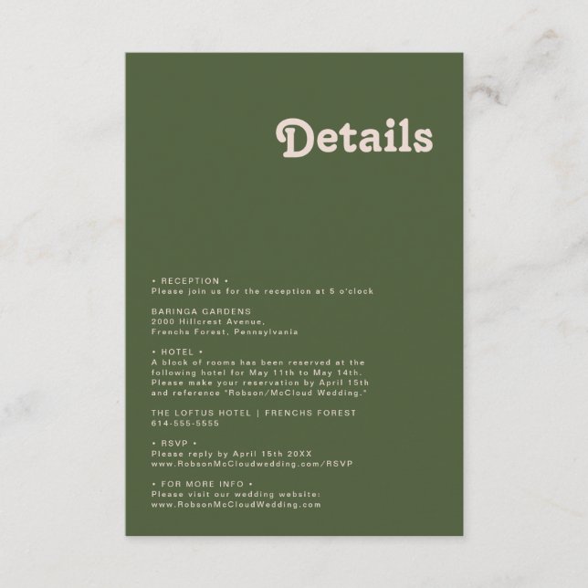 Simple Retro Vibes | Olive Green Details Enclosure Card (Front)
