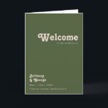 Simple Retro Vibes | Olive Green Folded Wedding Programme<br><div class="desc">This simple retro vibes | olive green folded wedding program is perfect for your classic funky vintage earth tones wedding. The design features a minimalist hippie rustic boho font. The neutral southwest desert colour palette and earthy bohemian mid-century lettering combine for a perfect, minimal modern western destination design. Feel free...</div>